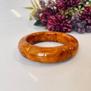 Bracelet vintage en ambre, bracelet en ambre de la Baltique, fait main en Pologne ; bracelet classique en ambre lisse et poli marron C - Product Image 6