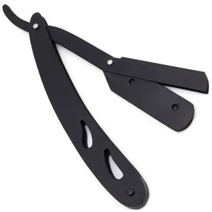 Rasoir de barbier pour hommes en acier inoxydable de qualité supérieure Rasoir à gorge noir entièrement personnalisé avec lame coulissante et logo personnalisé - Product Image 1