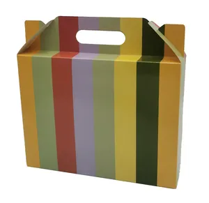 CARDBOARD SHOPPER FOR GIFT WITH AUTOMATIC BOTTOM AND HANDLE VERY BIG SIZE WITH STRIPES