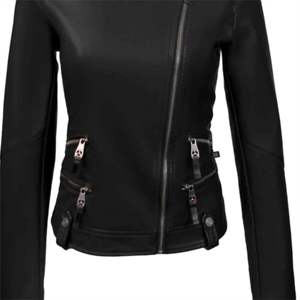 Premium Women's Slim Fit Black PU Leather Biker <b>Jacket</b> Asymmetrical Zip Moto Punk Streetwear Outerwear Fashion Coat Plus Size - Product Image 5