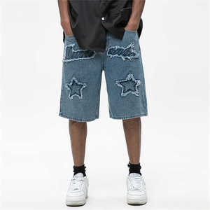 Short en jean personnalisé pour hommes Short en jean de coupe décontractée d'été pour hommes avec poches Jean court en jean droit à boutons - Product Image 3