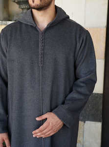 Thobe marocain en soie fait main pour adulte avec capuche, tenue traditionnelle musulmane pour homme, port quotidien, broderie anti-rides, manches longues - Product Image 5