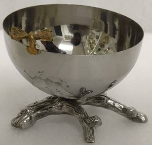 Luxury Floral Design Serving Bowl Home Hotel Restaurants Dinnerware Silver <b>Gold</b> <b>Color</b> Brass Steel for <b>Food</b> Serving - Product Image 2