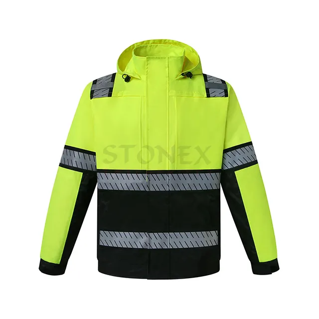 Vendita in fabbrica giacca antipioggia invernale di sicurezza riflettente per gli uomini vestiti impermeabili per i lavoratori winter Workwear stampa riflettente