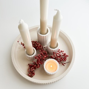 Ensemble de moules en silicone de 5 pièces, chandelier rayé, plateau circulaire, plateau de rangement pour moules en silicone, chandelier cylindrique rayé - Product Image 2