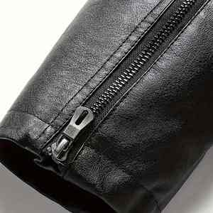 แจ็กเก็ตหนังแท้สำหรับผู้ชายวินเทจกันลมระบายอากาศเข้ารูปแบบสลิมฟิต - Product Image 4