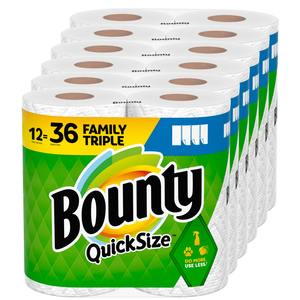 Essuie-tout en papier blanc Bounty Quick Size, 8 paquets familiaux = 20 rouleaux standard, jetables et lavables, pour la cuisine - Product Image 6