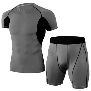Conjunto de Compresión BJJ MMA para Hombre, Camiseta de Manga Corta de Capa Base, Pantalones Cortos de Entrenamiento de Baloncesto, Tela Deportiva - Product Image 3