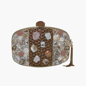 Sac à main en laiton nacré fait à la main pour les fêtes élégantes et les mariages poignée pochette en laiton coquille naturelle pierre bas prix - Product Image 5