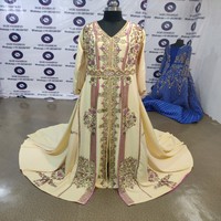 Robe Kaftan Traditionnelle Musulmane Algérienne Sur Mesure, Abaya Longue en Crêpe Importé de Haute Qualité pour l'Été et le Printemps, Broderie Faite à la Main