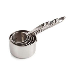 Tasses et cuillères à mesurer classiques rondes polies en argent avec poignées gravées pour des outils de cuisson et de cuisson précis Ustensiles de cuisine - Product Image 6