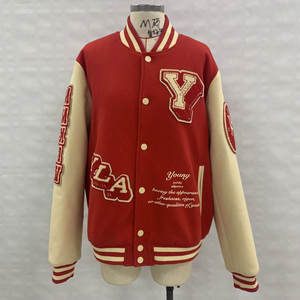 Chaqueta de béisbol universitaria de invierno personalizada para hombre, bordado de chenilla, a prueba de viento, transpirable, logotipo frontal de lana 100% - Product Image 2