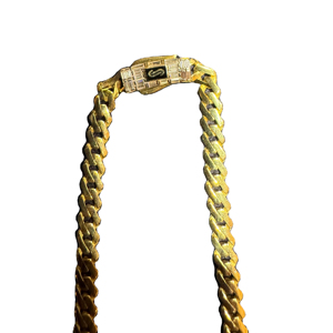 Cadena de Eslabones para Hombre en Oro Amarillo Sólido de 18K con Cierre con Logotipo, Regalo de Compromiso y Boda para Bodas/Fiestas - Product Image 1