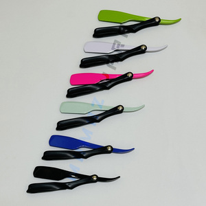 Rasoir de sécurité professionnel en métal à lame droite, style pince, avec logo personnalisé, couteau de rasage manuel pliable, nouveau design - Product Image 1