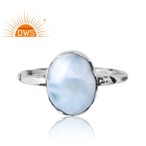 Bague en argent sterling 925 artisanale avec pierre précieuse naturelle Larimar, fabrication de bijoux sur mesure, dernière tendance - Product Image 3