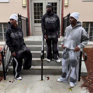 Street-Style Custom Serigrafía con rayas Jogger Fully Rhinestones Flared Sweatpants Acid Wash chándal para hombres - Product Image 5