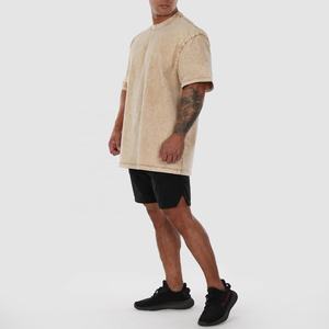 Camiseta con lavado ácido, ropa de calle de gran tamaño con estampado personalizado para hombre, camisa bronceada holgada personalizada de talla grande personalizada - Product Image 5