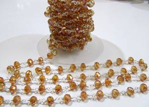 Peach Moonstone Hydro Quartz AB Mystic Coated Rondelle 6mm Cadena de Rosario con cuentas facetadas - Product Image 2