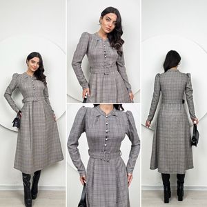 Cómodo Vestido a Cuadros con Cinturón 1052 - Product Image 2