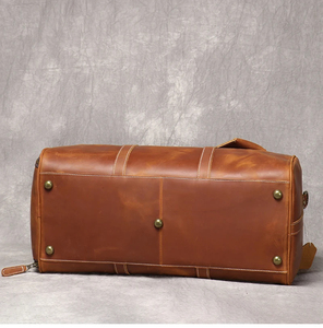 Sac de voyage pliable en cuir véritable avec fermeture éclair et compartiment séparé pour chaussures - Product Image 3