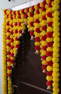 Bandhanwar-guirnalda de flores artificiales con campana, colgadores de puerta, para todos los festivales y ocasiones - Product Image 3