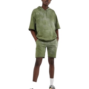 ชุดกางเกงขาสั้นแบบลำลองสำหรับฤดูร้อนรุ่นเฮฟวี่เวทชุดเสื้อผ้าฝ้าย100% ใส่สบายทรงบ็อกซี่ไซส์ใหญ่พิเศษเสื้อยืดซักกรดแขนสั้น & เซ็ตสั้น - Product Image 1