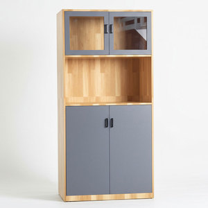 4-Tier Contemporary Rubberwood Filing Cabinet with Glass Doors Adjustable and Lockable for Bedroom or <b>Workshop</b> Use - Product Image 3