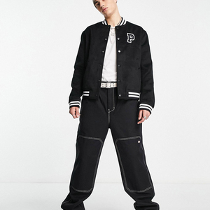 Chaqueta de cuero para hombre con logotipo personalizado y cuello levantado, chaqueta con parche de chenilla para invierno, ropa de hombre con bordado personalizado - Product Image 3