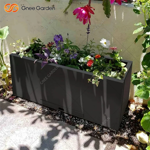 Jardinière carrée noire en acier galvanisé de 110 L pour extérieur, cour, pot de fleurs, décoration de jardin - Product Image 2