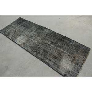 พรมขนสัตว์วินเทจรักษ์โลก ขนาด 2.6x7.3 ฟุต (80x223 ซม.) สีเทา ลายตะวันตกเฉียงใต้แบบตุรกี พร้อมลวดลายปะติดและแผ่นรองยางลาเท็กซ์ - Product Image 4