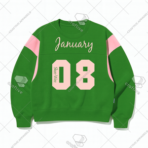 Sudadera AKA Sorority January 08 J08, Sudadera Casual Bordada de Alta Calidad, Cuello Redondo Universitario - Product Image 1