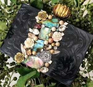 Pochette de créateur en résine brodée Fini Rhinestone Lady Vintage Purse For Wedding Partyware Anniversary Evening Clutch - Product Image 5