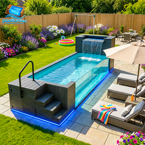 Fiberglass Above Ground Swimming Pool Outdoor Prefabricated Container Pool Semi Inground Pool Customizable for Garden - Product Image 1