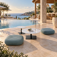 Pouf ottoman tressé en corde pour extérieur, ensemble de chaises longues de plage et de club de villégiature, personnalisable OEM