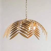 Lustre en feuille d'or métallique LED Luminaire de plafond de luxe pour la maison Salle à manger Lampes suspendues et lampes pendantes