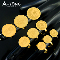 Pièces de monnaie turques anneaux plaqué or 18 carats Simple saoudien musulman Couples anneau dubaï egypte femmes bijoux vêtements quotidiens