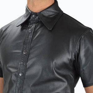 Top Trending Men's Casual <b>Leather</b> <b>Shirt</b> Custom Color Street Wear Style with Custom Logo Reasonable Price - Product Image 3