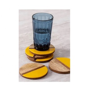 Posavasos de resina de madera para taza de café OEM cuadrado redondo de fábrica con logotipo personalizado al por mayor - Product Image 2