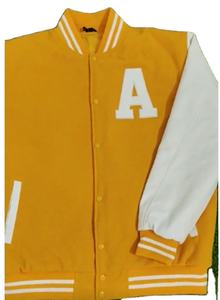 Veste universitaire pour homme, corps en laine, manches en cuir, lettres brodées en chenille personnalisées, style streetwear - Product Image 5