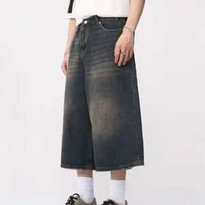 Denim Casual Vintage Washed Cotton <b>Men</b> Denim <b>Shorts</b> Custom Logo Printing Jean <b>Shorts</b> Fashion Blank <b>Baggy</b> Jorts for <b>Men</b> - Product Image 3