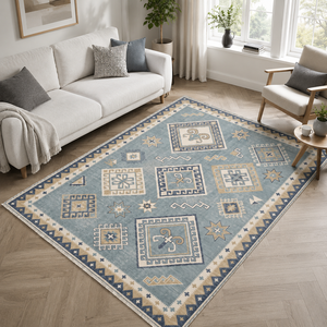 Alfombra lavable Netline Home Archive Border Indigo Blue Heritage - Product Image 1