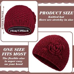 Gorro de Punto Unisex con Diseño de Rosas, Gorro de Invierno Cálido, Suave, Elástico, Cómodo, Informal, Elegante, para Clima Frío, Gorro de Fiesta, Proveedor - Product Image 4