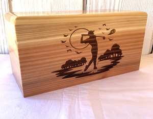 Urna Funeraria de Madera Roja para Adultos, Urna con Tema de Golf para Golfistas, Urna de Madera de Haya para Cremación de Adultos - Product Image 5