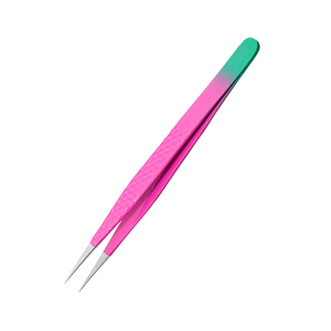Pink <b>Paper</b> Coated Handle Eyelash Tweezers Pointed Tip Metal Steel Pedicure Eye Lash Tweezers For Women's And Men's - Product Image 4