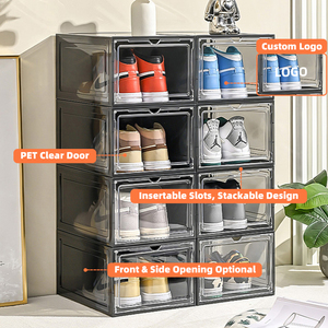 Wanuo Stackable giày lưu trữ hộp tái chế mờ nhựa hộp giày tùy chỉnh hộp giày nhựa với nam châm - Product Image 5