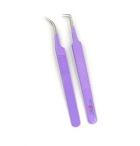 Pince à cils logo personnalisé avec manche peint violet, différents types de fibres, pince à cils logo unique, vente en gros de meilleure prise en main - Product Image 3