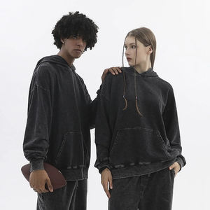 Custom Logo <b>Men's</b> Streetwear <b>Hoodie</b> Sunfaded Acid Wash Distressed Oversized Boxy Cropped 100% Cotton Embroidered <b>Hoodie</b> - Product Image 1