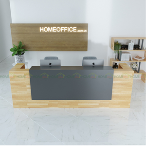Bureau de réception minimaliste éclairé par LED, noir, oblong - 250x75x110cm - Bureau d'accueil pour commerce de détail, salon de beauté, salle de sport et bar - Product Image 2
