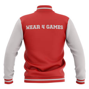 Veste universitaire unisexe en toile coupe-vent à col montant, avec broderie personnalisée du logo, coupe ample et patch en chenille avec lettres - Product Image 2