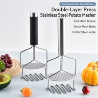 Dubbellaagse roestvrijstalen fruit- en groentepuree-pers met geperforeerde handgreep